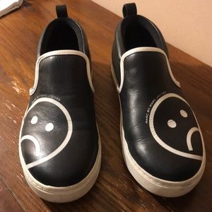 Marc by Marc Jacobs black slip on frowny sneakers